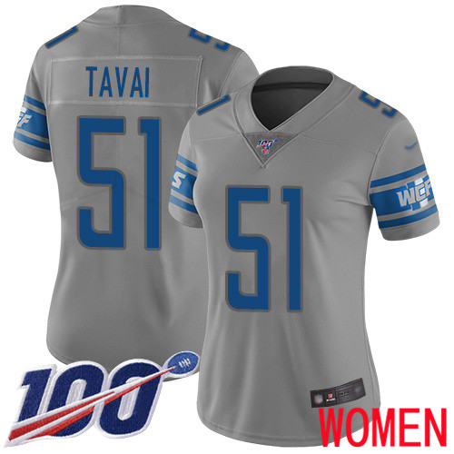 Detroit Lions Limited Gray Women Jahlani Tavai Jersey NFL Football #51 100th Season Inverted Legend